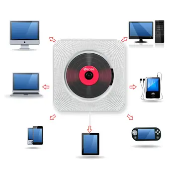 Przenośny odtwarzacz CD ścienny Bluetooth Boombox biuro audio z pilotem nowy