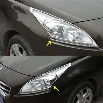 Wysokiej jakości dla Peugeot 3008 2013 przedni głowy światło lampy ramka kij stylizacja ABS chromowany pokrywa wykończenie akcesoria 2 szt.