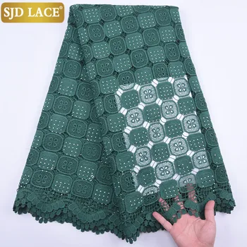 SJD LACE African Lace Fabric Highquality Water Soluble Guipure Cord Lace Cutot Design For Nigeryjski Wedding Party A2030