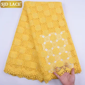 SJD LACE African Lace Fabric Highquality Water Soluble Guipure Cord Lace Cutot Design For Nigeryjski Wedding Party A2030