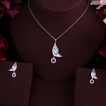 Nowy design luksusowy AAA Cyrkon motyl kształt naszyjnik wisiorek zestaw dla kobiet,wysokiej jakości partii/biżuteria ślub