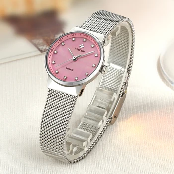 Reloj Mujer WWOOR Pink Watch For Women Famous Luxury Brand Fashion Dress Ladies Zegarki Woman Diamond Watch Gifts zegarek damski