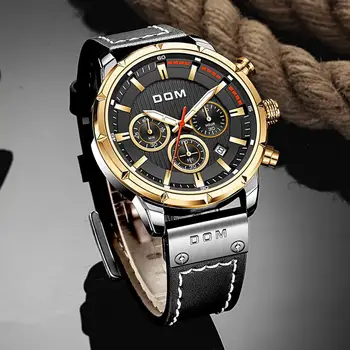 DOM Sapphire zegarki sportowe dla mężczyzn najlepsze marki luksusowych wojskowe skórzane zegarek zegarki męskie chronograf zegarek M-1320DGL-1M
