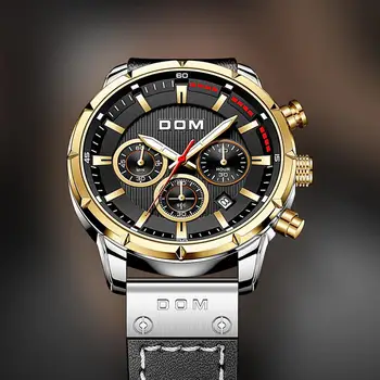 DOM Sapphire zegarki sportowe dla mężczyzn najlepsze marki luksusowych wojskowe skórzane zegarek zegarki męskie chronograf zegarek M-1320DGL-1M