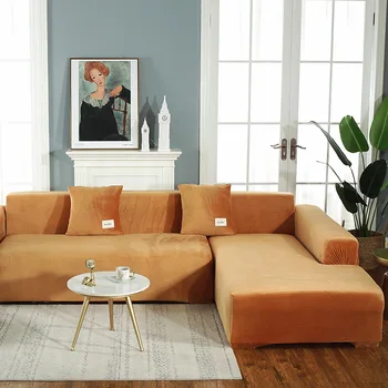 Jednolity kolor elastyczne etui do kanapy zagęszczony pluszowy odcinek narożny elastyczny pokrowiec kanapy do mebli w salonie Slipcover 1-4 osobowy