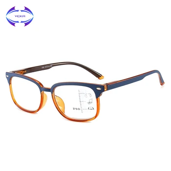 VCKA anty światło niebieskie okulary do czytania męskie okulary postępowy multifocal TR90 kobiety w pobliżu odległość wzroku dioptrii okulary +1.0 do+3.5