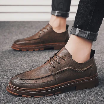 Moda męska Leather adidasy trend wygodny osób casual marki оксфорды buty odkryty antypoślizgowe oddychająca buty