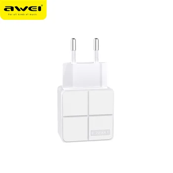 AWEI Dual USB Phone Charger szybkie ładowanie 5V/2.4 A EU Quick Wall Phone Charger Adaptor EU Mini Plug dla iPhone 11 Samsung Xiaomi