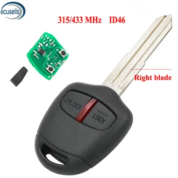 2 przyciski Smart Remote Key Fob dla Mitsubishi Lancer Outlander ID46 chip PCF7936 315mhz/433mhz prawe ostrze