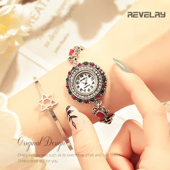 Nowe luksusowe zegarki damskie rhinestone bransoletka kobiet mody zegarki retro damskie zegarek Kwarcowy Relogio Feminino dla upominkowych godzin