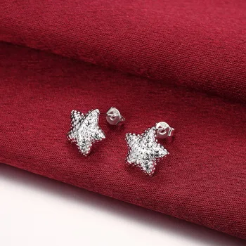 Romantyczny 925 opieczętowane posrebrzane nieskończoność/gwiazda/trójkąt kolczyki modny minimalizm dla uroku kobiet biżuteria akcesoria