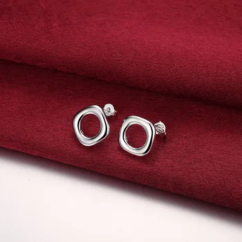 Romantyczny 925 opieczętowane posrebrzane nieskończoność/gwiazda/trójkąt kolczyki modny minimalizm dla uroku kobiet biżuteria akcesoria