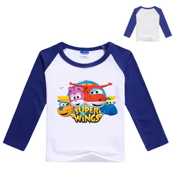 Z&Y 2-16 lat Super Wings odzież dla chłopców koszulka z długim rękawem z спандексом dla dziewczyn t-shirt dla dzieci kreskówka koszulki modne dorywczo szczyty