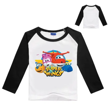 Z&Y 2-16 lat Super Wings odzież dla chłopców koszulka z długim rękawem z спандексом dla dziewczyn t-shirt dla dzieci kreskówka koszulki modne dorywczo szczyty