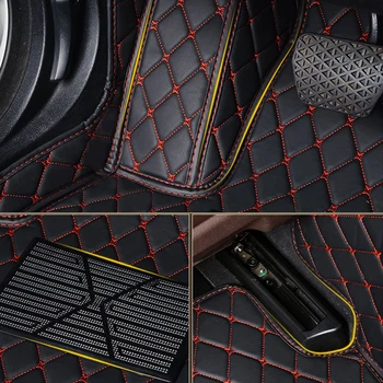 Dla Peugeot 2008 2013-2019 5 miejsc LHD dywaniki samochodowe zestaw skórzany pokrowiec mata do układania nóg ochraniacz Pad akcesoria samochodowe