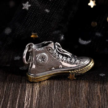 Buyee wyjątkowy Męski naszyjnik delikatne buty czyste srebro 925 wisiorek naszyjnik dla mężczyzn hip hop punk rock hiperbola biżuteria