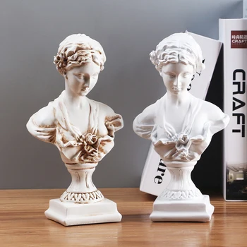 Europejska Rzeźba Głowy Wenus Dziewczynka Antyczny Biały Posąg Tenis Wystrój Ozdoba Żywica Rzemiosło Domowe Ozdoba Prezent Ślubny