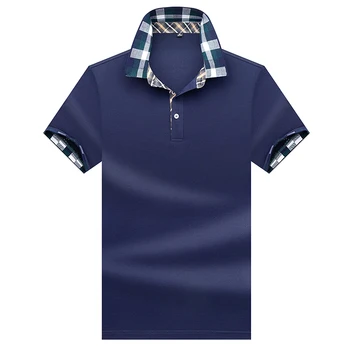 Wysokiej jakości topy i koszulki Męskie koszulki polo biznesowe męskie koszulki polo marki haft 3D skręcić w dół kołnierz męska koszulka polo 9007