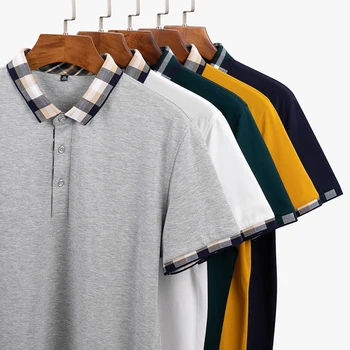 Wysokiej jakości topy i koszulki Męskie koszulki polo biznesowe męskie koszulki polo marki haft 3D skręcić w dół kołnierz męska koszulka polo 9007