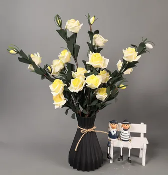 Wazon dekoracje sprzęt plastikowy Wazon biały rattan nowa talia Wazon rzemiosła Wazon dekoracji domu kwiaciarka kosz na wesele
