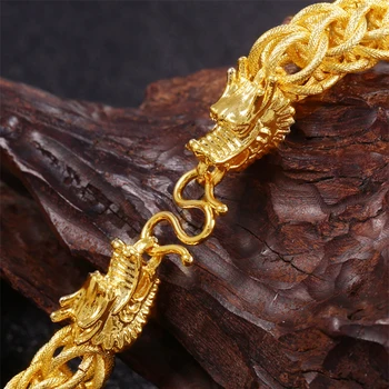 Tajlandia styl agresywność złoty naszyjnik dobrej jakości mosiądz аллювиальное złoty smok łańcuch naszyjnik dla mężczyzn