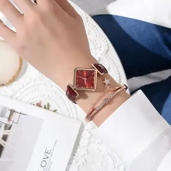 2 szt. kpl luksusowe zegarki dla kobiet kwarcowe zegarki damskie sukienka skórzane zegarki damskie bransoletka czarny zegarek prezent Relogios Feminino