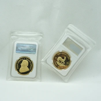 1967 Krugerrand 1OZ Fine Gold Replica South Africa Replica Coin Paul Kruger pamiątkowa metalowa moneta z obudową PCCB PVC torba