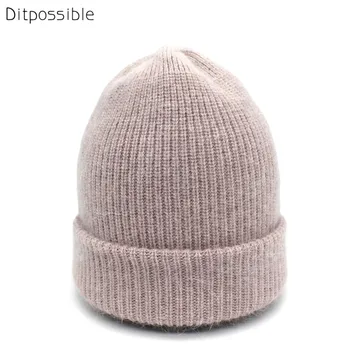Ditpossible solf rycie futro czapka dziewczyny z dzianiny skullies cap damskie czapki zimowe ciepłe czapki gorro hat