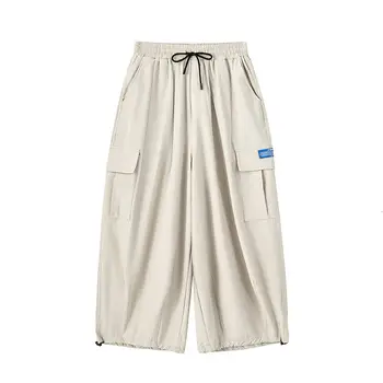 Wiosenne spodnie-cargo moda męska retro kieszonkowe casual spodnie Męskie ulica koreańska Wolna hip-hop proste spodnie Męskie