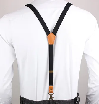 2.0 cm szerokość czarny Y temu Suspensorio klasyczny 3 hak klip wysoka elastyczna biznes mężczyźni prezent szelki garnitur, spodnie, pasek na ramię