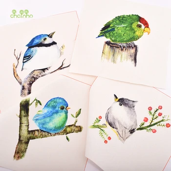Ręcznie malowane tkaniny,7 projektowych kreskówek ptaków,bawełniana холщовая tkaniny do DIY szycia i стегания portfela,Okładka książki,materiały do dekoracji domu