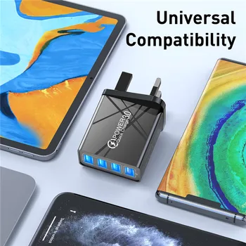 USLION 4 porty USB ładowarka Quick Charge 3.0 szybkie ładowanie iPhone 11 7 Xiaomi Wall Mobile Phone Charger Adapter EU US UK Plug