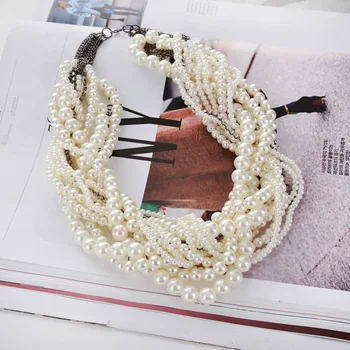 Moda imitacja pereł naszyjnik naszyjnik 2020 nowy ślubny oświadczenie naszyjnik party bal biżuteria Bijoux dla kobiet