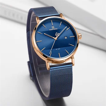 NAVIFORCE damskie zegarki top marki luksusowych pasek ze stali nierdzewnej zegarek dla kobiet różowy stylowy zegarek kwarcowy zegarek damski 2019