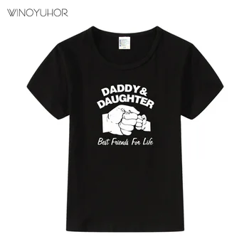 Tata i córka najlepsi przyjaciele na całe życie t-shirt z nadrukiem dla dzieci prezent na urodziny koszulka dla dziewczynek bluzki t-shirt letnia odzież dziecięca