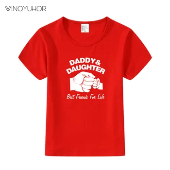 Tata i córka najlepsi przyjaciele na całe życie t-shirt z nadrukiem dla dzieci prezent na urodziny koszulka dla dziewczynek bluzki t-shirt letnia odzież dziecięca
