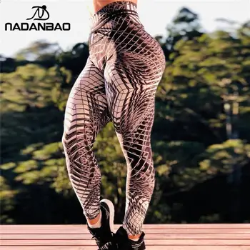 NADANBAO odzież damska legginsy fitness plaid drukowanie 3D odzież sportowa PUSH UP Wysokiej talii Spodnie treningowe legginsy odkryty Легин