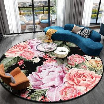 Róża 3D kwiat okrągły dywan balkon biurko koło dywany salon pasterski domowy dywanik jest miękki dywan dziecięcy przedpokój domowy dekoracyjny