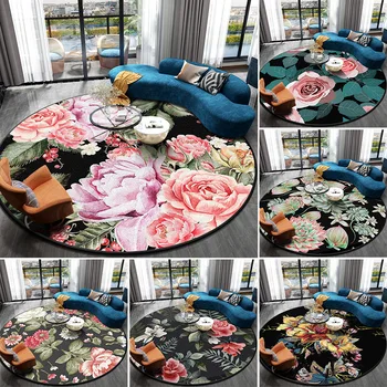 Róża 3D kwiat okrągły dywan balkon biurko koło dywany salon pasterski domowy dywanik jest miękki dywan dziecięcy przedpokój domowy dekoracyjny