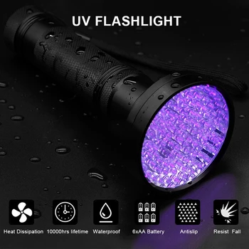 LED Light Latarka UV, 395nm potężny uv Blacklight Pet Urine Detector Light dla psów moczu, Skorpionów i pluskiew