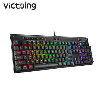 VicTsing PC173 klawiatura mechaniczna Czerwony przełącznik 108 klawiatur czapki anty-ghosting RGB podświetlenie LED USB przewodowa klawiatura do gier dla komputerów PC gamer