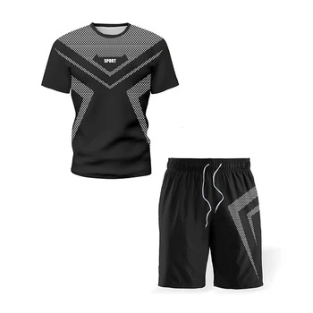 Letni strój sportowy dla mężczyzn szorty zestawy 2021 nowy siłownia t-shirt i szorty garnitur zestawy obuwie odzież Męska odzież sportowa dresy