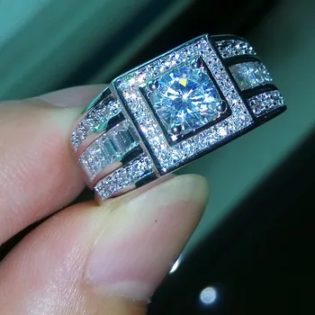 Gwiazdy design Sz 7-13 luksusowe biżuteria mężczyźni kamień 5A Cyrkon kamień w 10KT białe złoto wypełnione pierścionek zaręczynowy Pierścień darmowa wysyłka