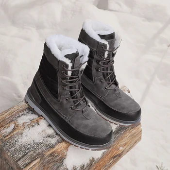Nowe zimowe męskie rakiety śnieżne ciepłe pluszowe futro męskie botki wysokiej jakości męskie buty motocyklowe na zewnątrz wodoodporny męskie obuwie robocze