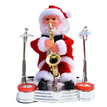 Elektryczny Boże Narodzenie Santa Claus Orkiestra Lalka Dziadek Mróz Muzyczny Saksofon Zabawki Dla Dzieci Nowy Rok Prezenty Świąteczne