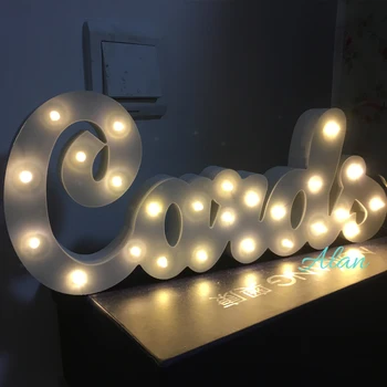 Drewniane litery alfabetu lampa LED znak namiot światło w górę noc LED Grow Light ścienne dekoracja do sypialni, dekoracje ślubne światła