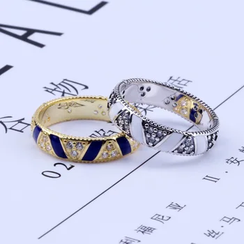 Oryginalny 925 srebro pierścionek egzotyczne kamienie i paski pierścień okrągły geometryczne Anillos dla kobiet dekoracje ślubne 2019