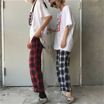 Kobiety Harajuku Spodnie W Kratę Mori Girl Fajne Mody Japonia Spodnie Lato Druku Spodnie Spodnie Moda Casual Hip-Hop Spodnie Kobiety