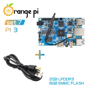 Pomarańczowy Pi3 2G8G+kabel zasilający, H6 BT5.0 dla systemu Android 7.0, Ubuntu, Debian Mini Single Board