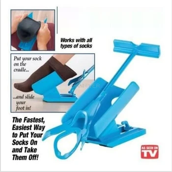 1 Sock Slider Aid Blue Helper Kit pomaga założyć skarpetki bez gięcia łyżka do butów nadaje się do obsługi Skarpetek Foot Brace